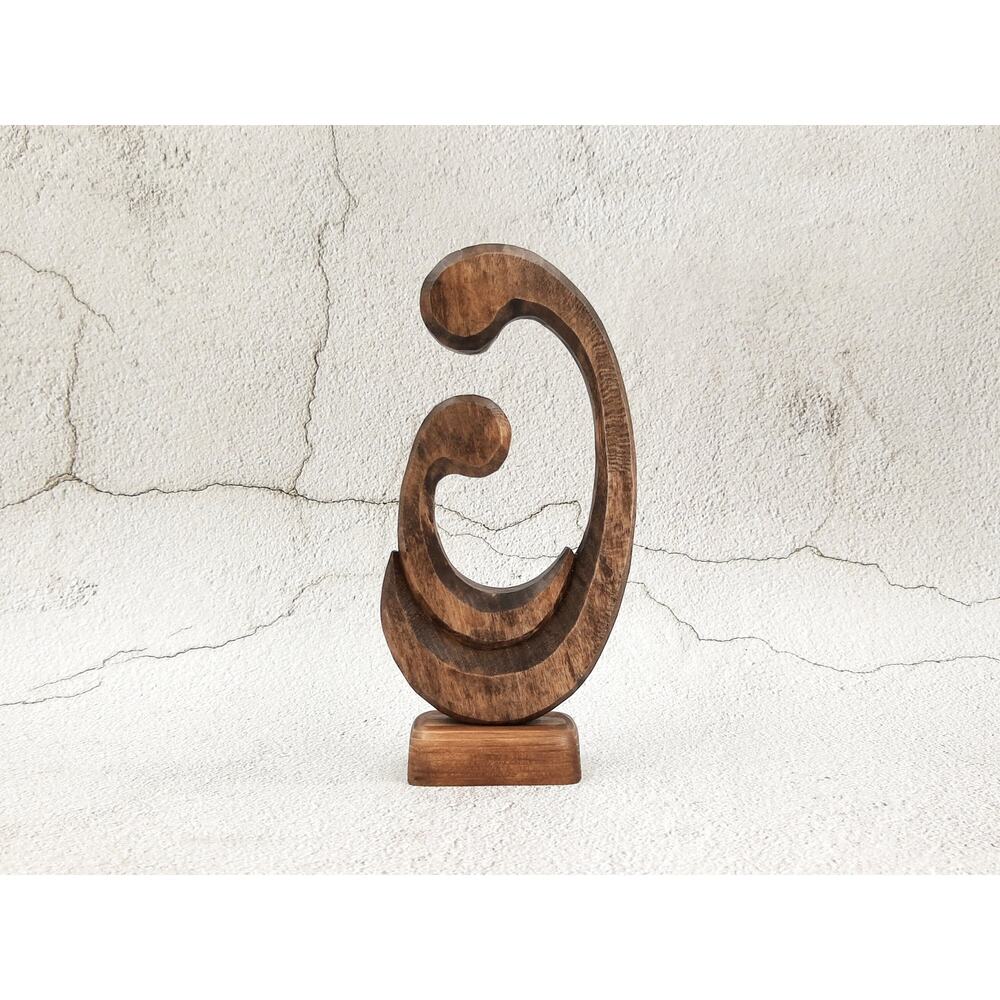 Hand Carved Wooden Figurine Mother's Love Unique Handmade Home Decor